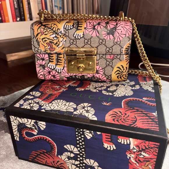 Gucci Pink and Brown Tiger Print Tian Supreme - Picture 1 of 7